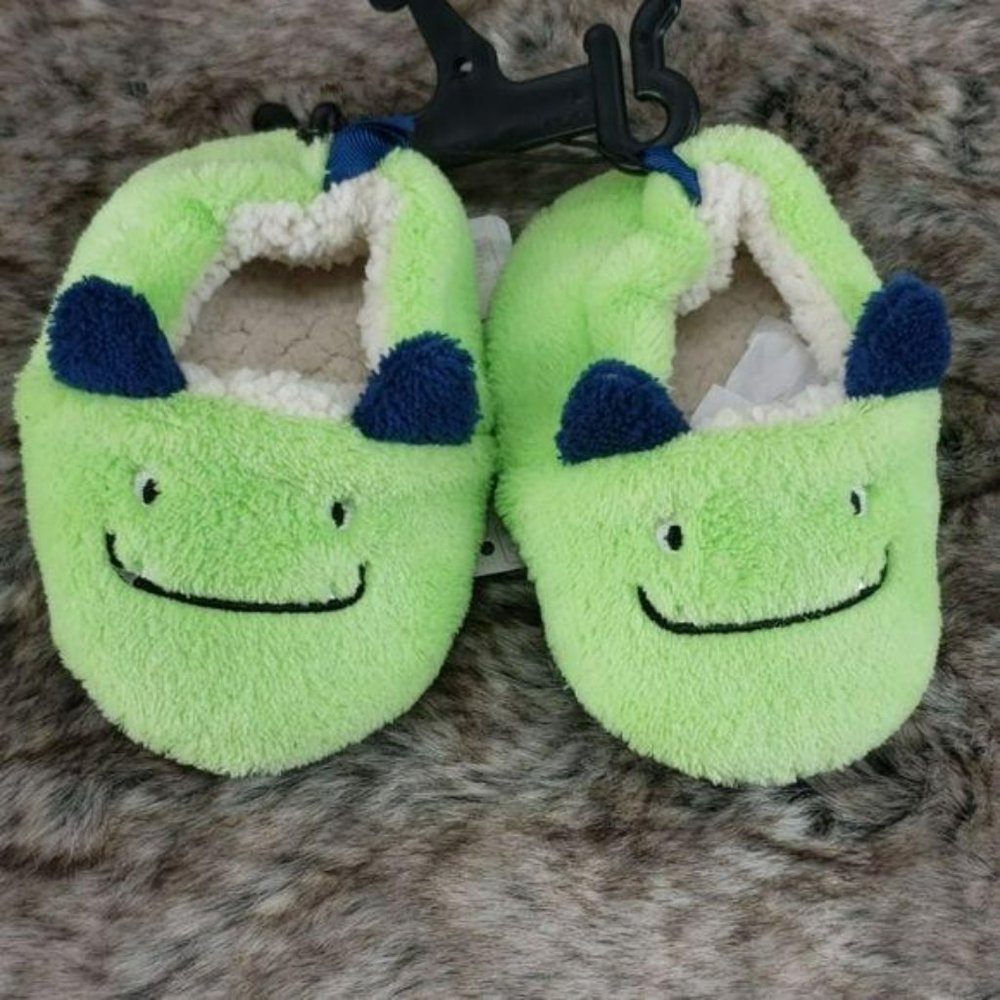 Swiggles Green Monster plush infant Slippers Infant Size 3‎